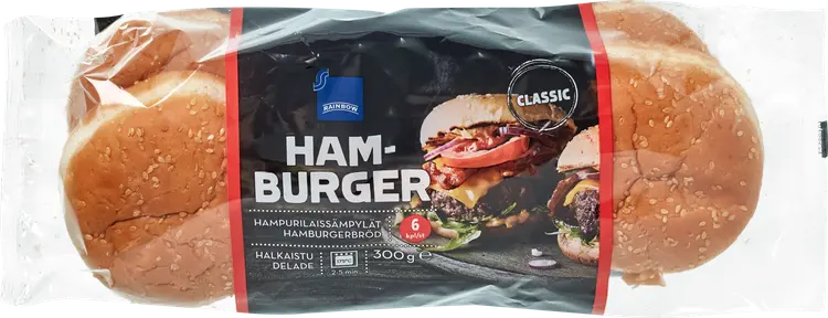 Rainbow hampurilaissämpylä 300 g 6 kpl
