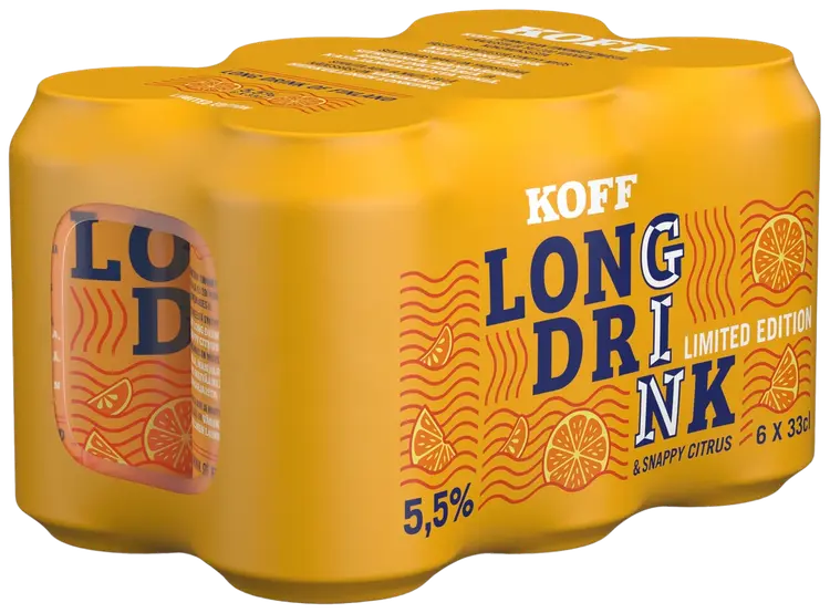 6-pack Koff Long Drink Snappy Citrus long drink 5,5 % tölkki 0,33 L