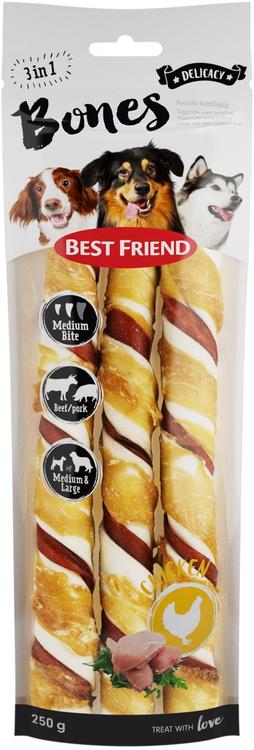 Best Friend Bones 3in1 nauta-possu-kana rulla 250g