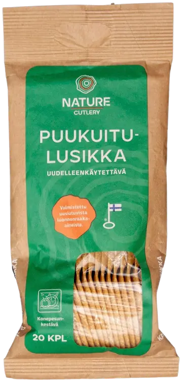 Nature Line puukuituruokalusikka 20 kpl, valmistettu uusiutuvista raaka-aineista, uudelleenkäytettävä