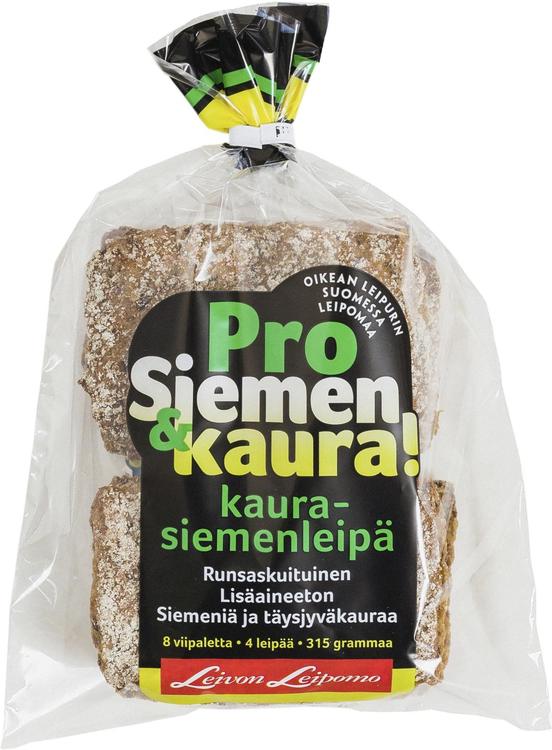 Leivon Leipomo ProSiemen&Kaura ! 4 kpl 315g kaurasiemenleipä halkaistu