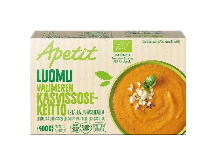 Apetit 400g Luomu Välimeren kasvissosekeitto fetalla ja basilikalla pakaste