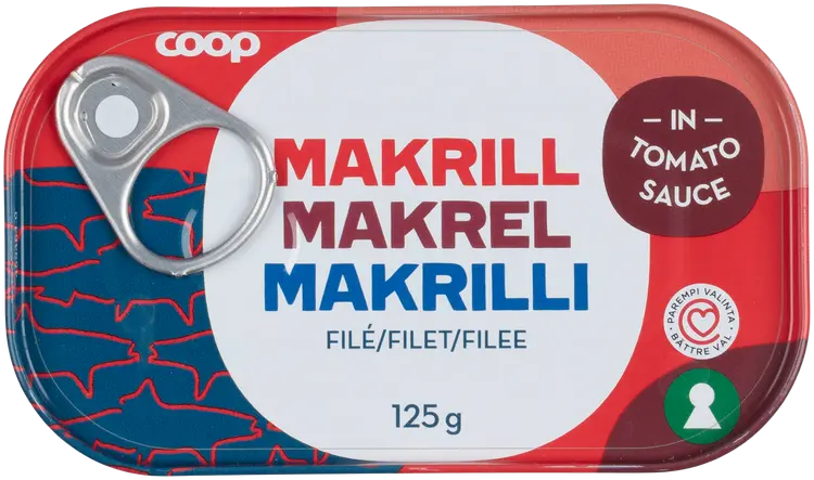 Coop makrillifilee tomaattikastikkeessa 125 g
