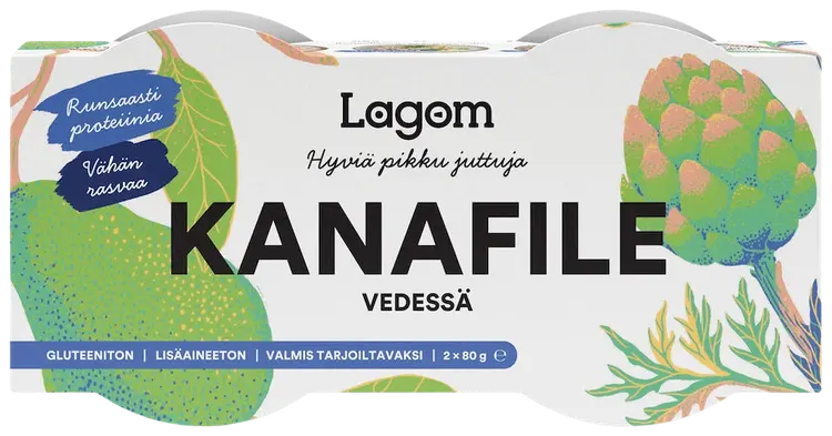 2x80g/2x42g Lagom Kanafile vedessä
