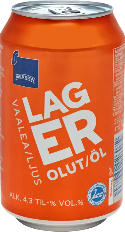 Rainbow Lager olut 4,3  til-% tölkki 0,33 L
