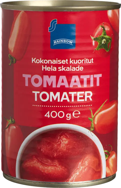 Rainbow kokonaiset kuoritut tomaatit 400/240 g