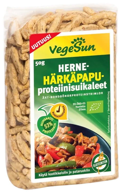 VegeSun 50g Herne-Härkäpapuproteiinisuikaleet