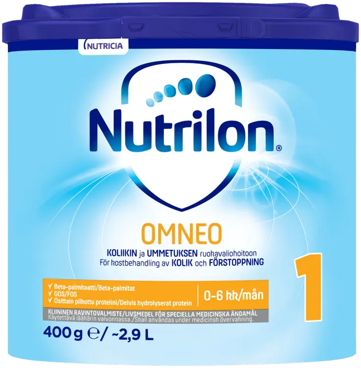 Nutrilon Omneo 1 400g, kliininen ravintovalmistejauhe imeväisikäiselle, 0-6 kk.