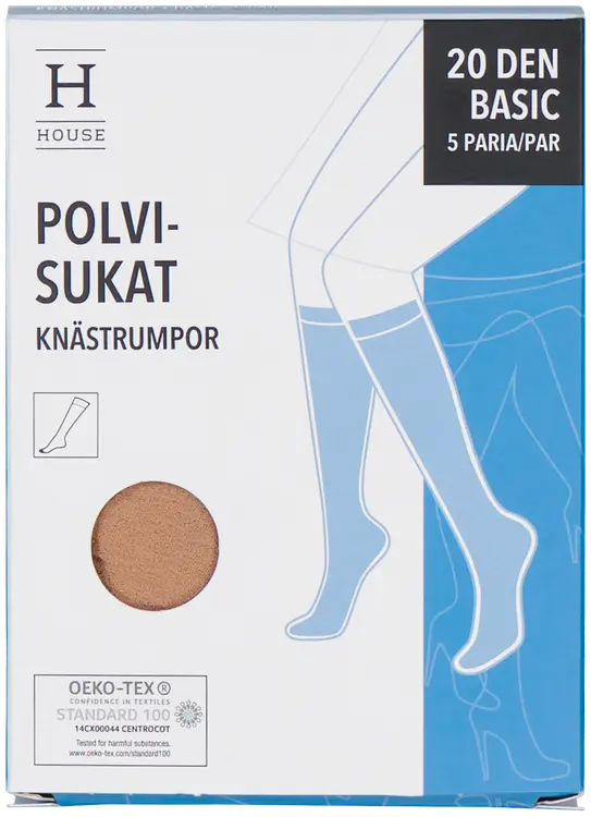 House naisten polvisukat basic 20 den sun, koko 36–4 5-pack