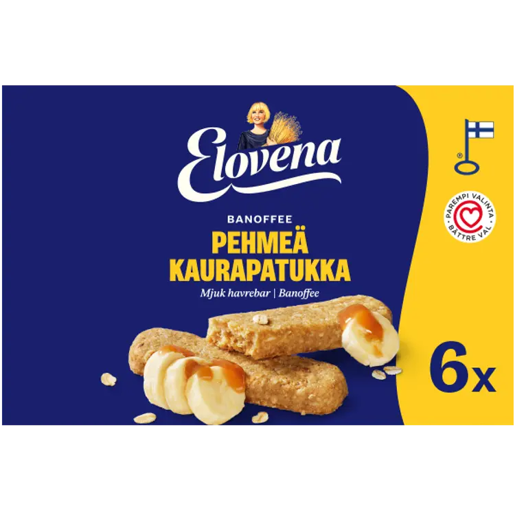 Elovena 6x30g banoffee pehmeä kaurapatukka