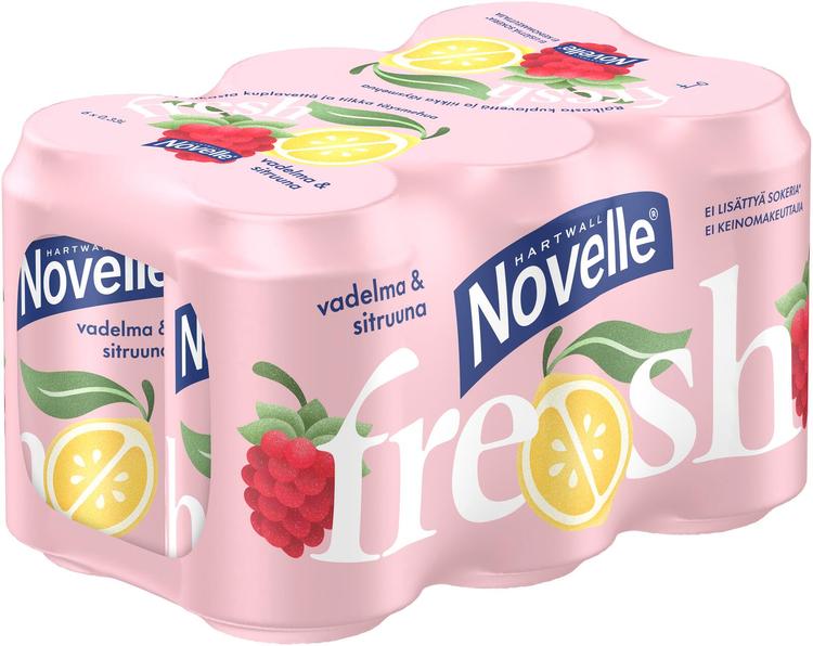 6 x Hartwall Novelle Fresh Vadelma-Sitruuna kivennäisvesi 0,33 l