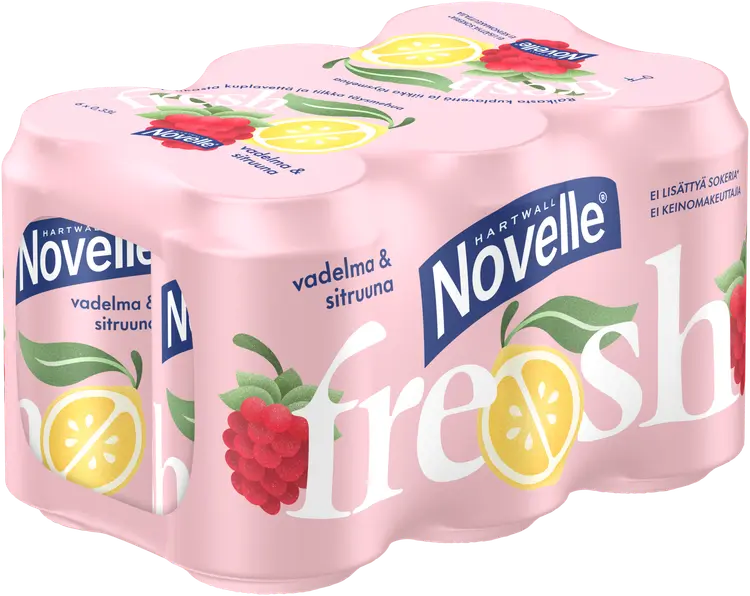 6 x Hartwall Novelle Fresh Vadelma-Sitruuna kivennäisvesi 0,33 l