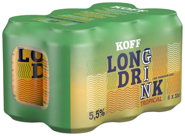 6-pack Koff Long Drink Tropical Lime Mandarin Kiwi long drink 5,5 til-% tölkki 0,33 L