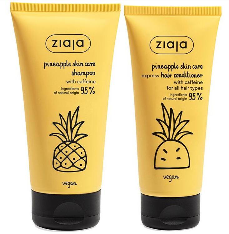 Ziaja Ananas hiustenhoitosetti shampoo + hoitoaine 160+100 ml