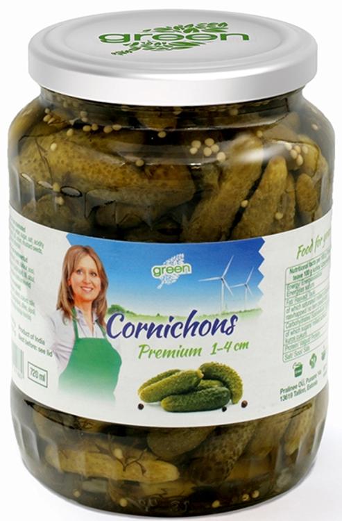 Kornišonid 1-4 cm marineeritud 720 ml