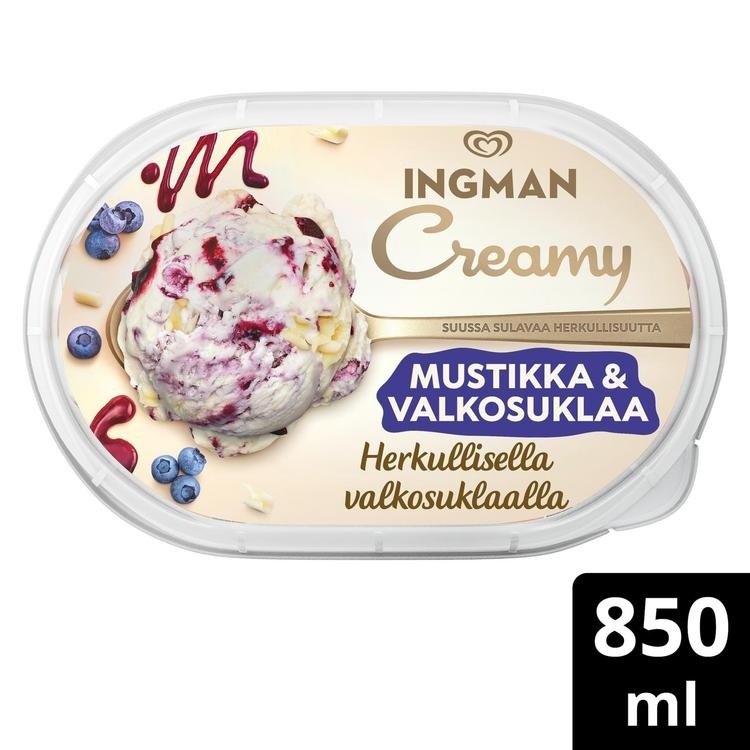 Ingman Creamy Mustikka & Valkosuklaa Jäätelö 850ml/460g