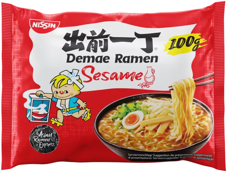 Nissin 100g Demae Ramen aasialaistyylinen pikanuudelikeitto, seesamin makuinen