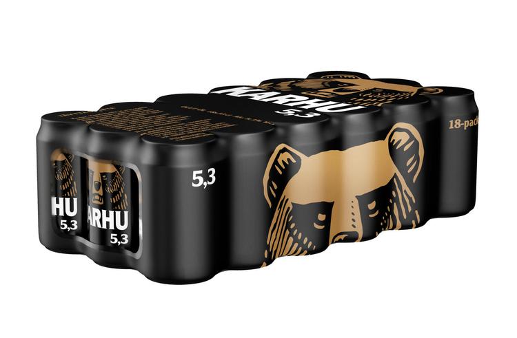 18-pack Karhu Lager olut 5,3% tölkki 0,33 L