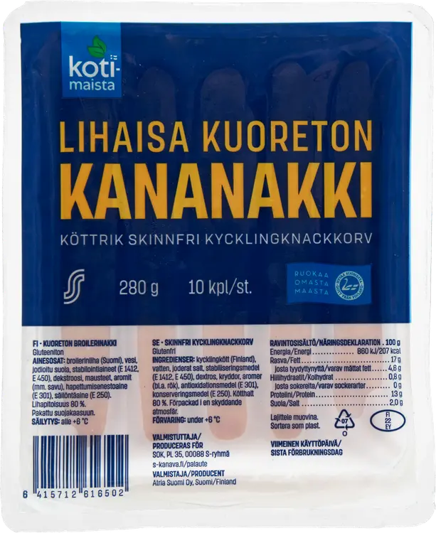 Kotimaista Lihaisa Kuoreton Kananakki 280g