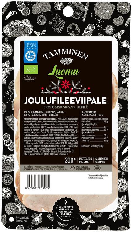 Tamminen luomuporsaan joulufileeviipale kypsä 300g