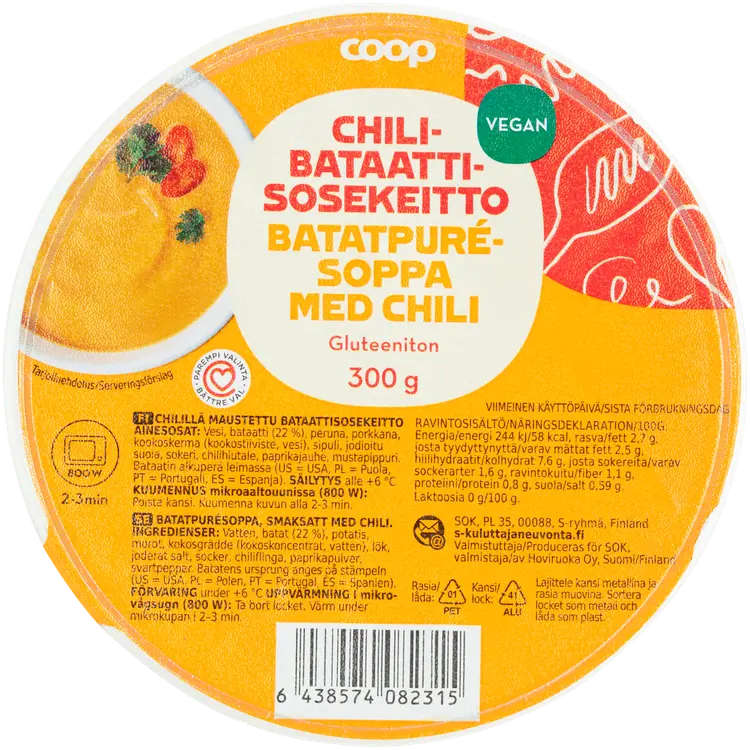 Coop chili-bataattisosekeitto laktoositon 300g