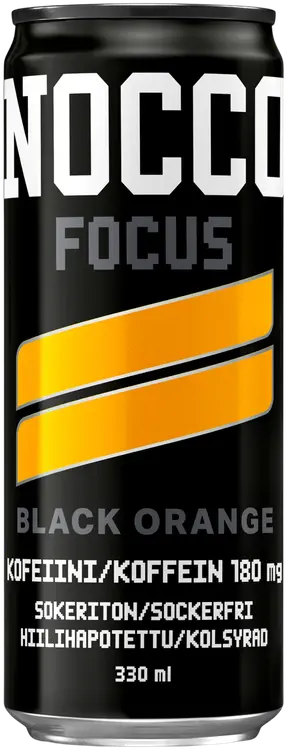 NOCCO FOCUS Black Orange hiilihapotettu energiajuoma 330ml