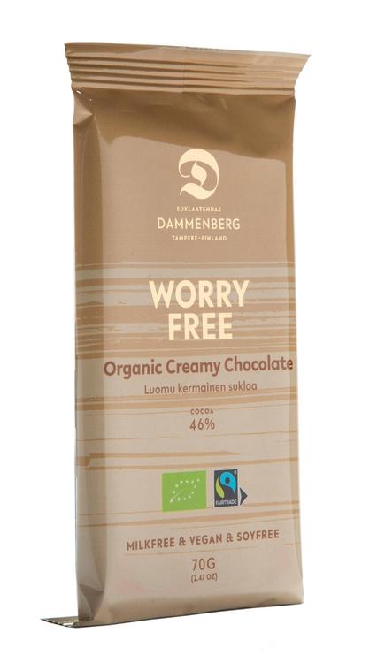 Dammenberg Luomu, reilun kaupan 46 % maidoton, soijaton creamy suklaalevy 70g