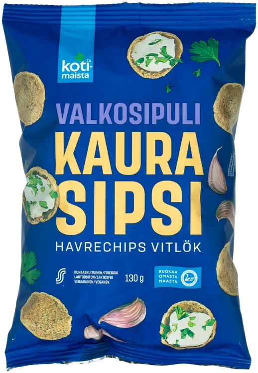 Kotimaista Kaurasipsi Valkosipuli 130g