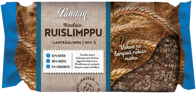 Uotilan Aito Pälkäneen Maalaisruislimppu 400g, leivinhiivaton limppu