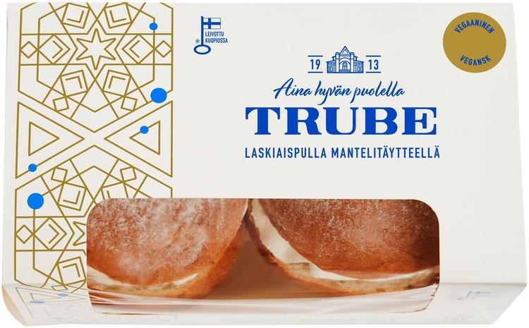 Trube Laskiaispulla 2 kpl/220 g vegaaninen täytepulla mantelitäytteellä ja kasvikreemillä