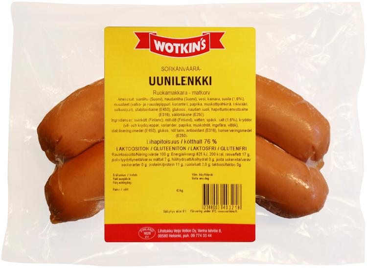 Wotkin´s 380 g Sörkanväärä uunilenkki ruokamakkara