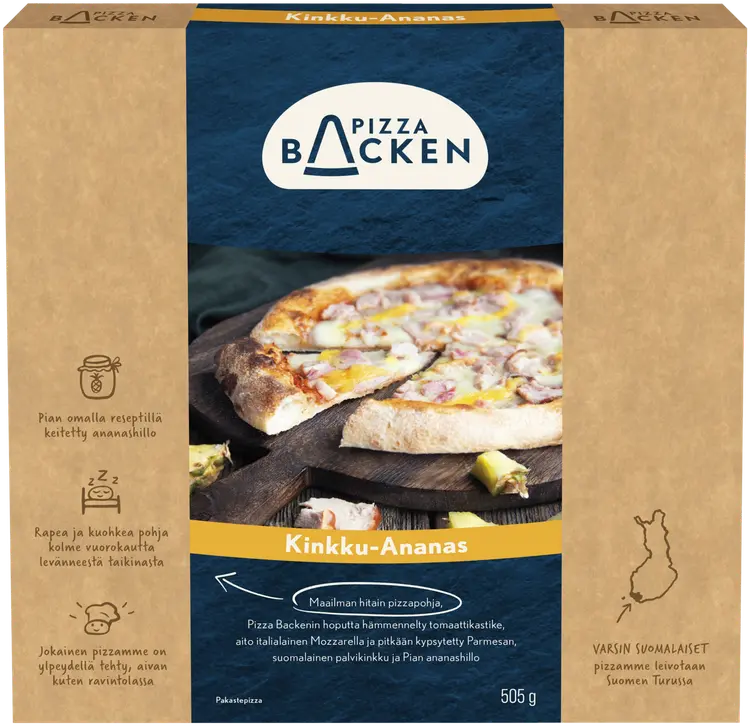 Pizza Backen Kinkku-Ananas 505g pakastepizza