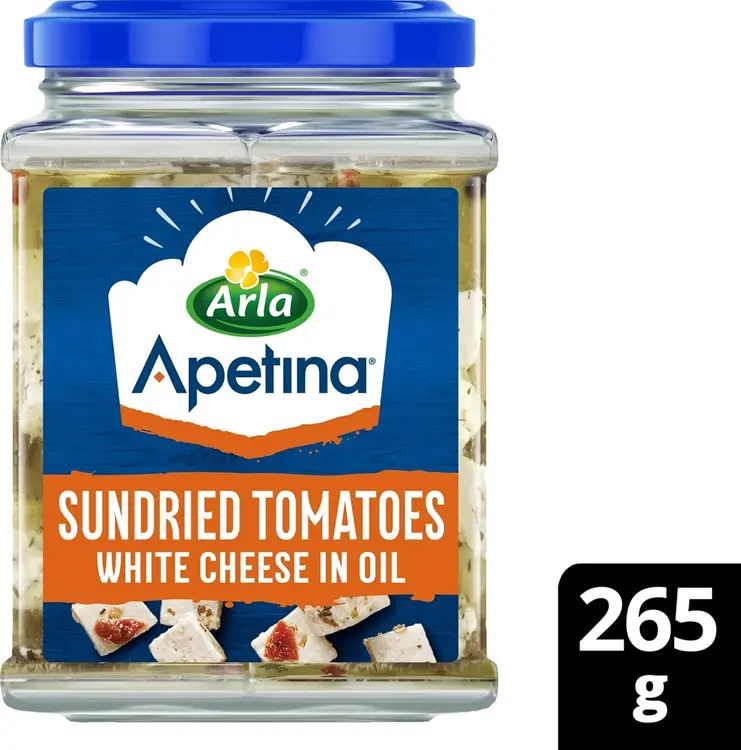 Arla Apetina 265/140g salaattijuustokuutiot maustetussa öljymarinaadissa sis. aurinkokuivatut tomaatit