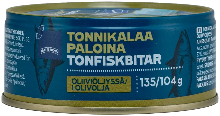 Rainbow 135/104g tonnikalaa paloina oliiviöljyssä MSC Skipjack