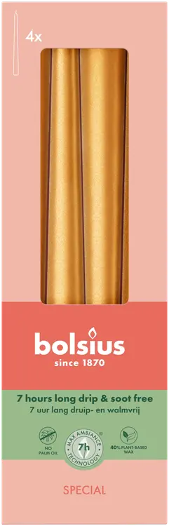 Bolsius suippenevat kynttilät 245/24 box4 kulta oranssi