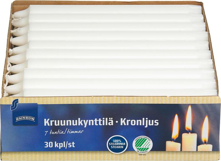 Rainbow kruunukynttilä 30kpl
