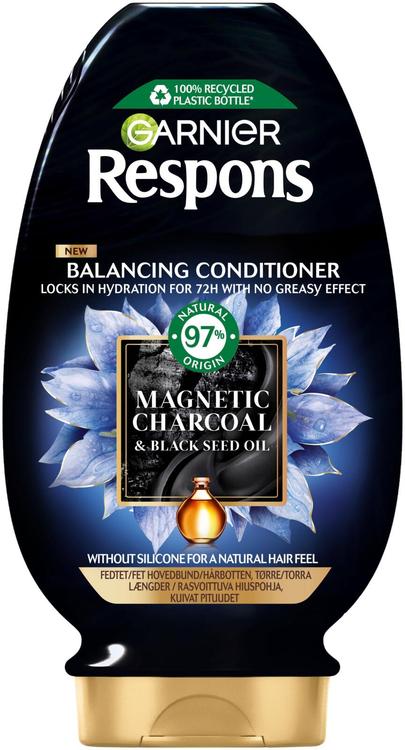 Garnier Respons Magnetic Charcoal hoitoaine rasvaiselle tyvelle ja kuiville pituuksille 200 ml