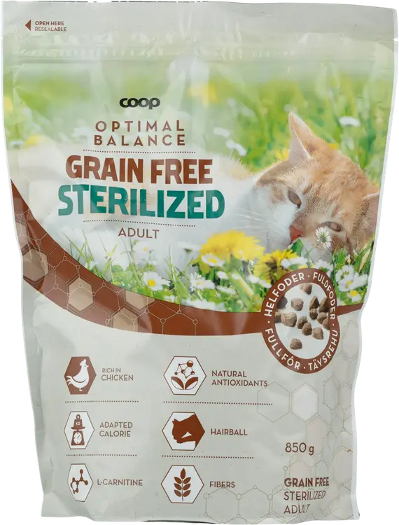 Coop Optimal steriloidun kissan kuivaruoka viljaton 850g