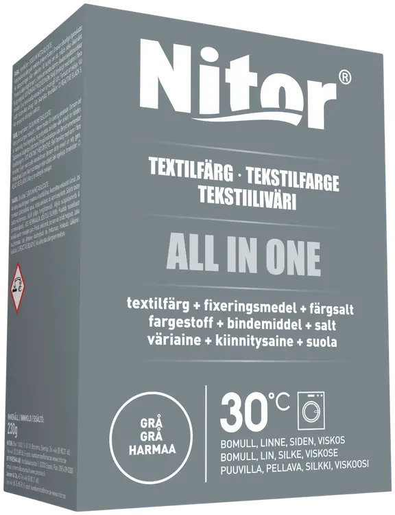 Nitor Tekstiiliväri All in one 230g harmaa