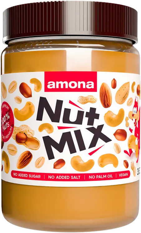 Amona pähkinäsekoitustahna 100% - maapähkinä, manteli ja cashewpähkinä 350g