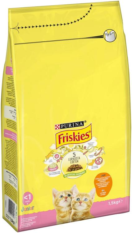 Friskies 1,5kg Junior Kanaa, Maitoa ja Kasviksia kissanruoka