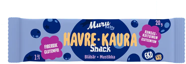 Muru Baby Kaura Snack Mustikka 1 v 20 g luomukaurapatukka