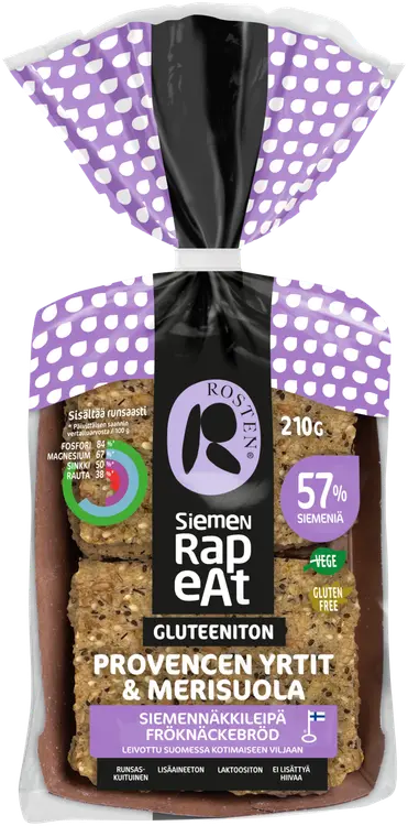 Rosten Siemenrapeat Provencen yrtit & Merisuola siemennäkkileipä 210 g