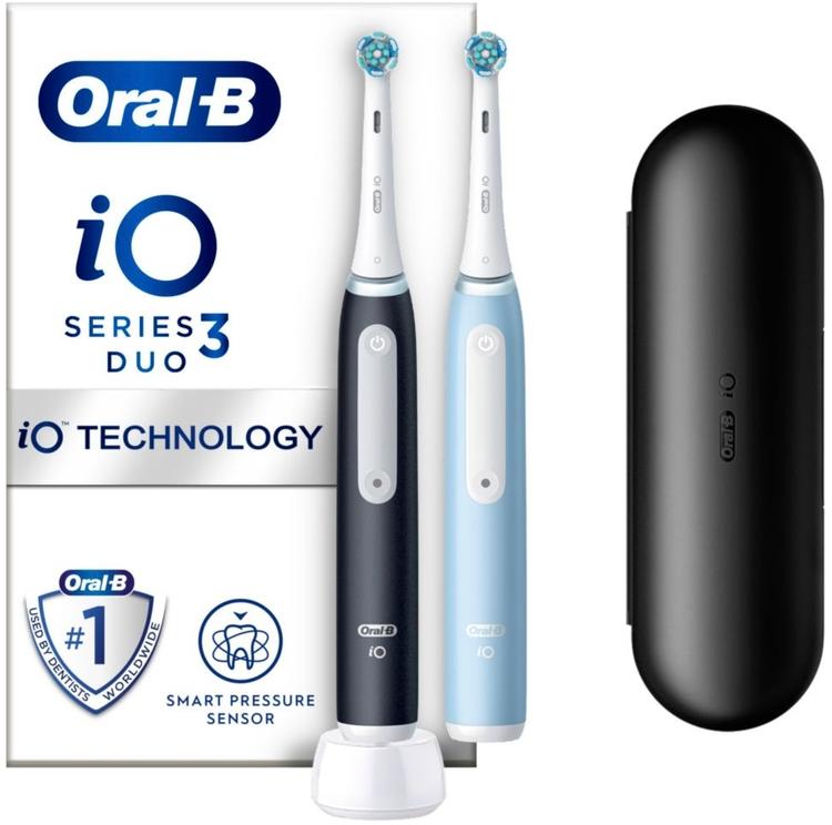 Oral-B iO 3 Black & Blue -sähköhammasharjat Braun-tekniikalla