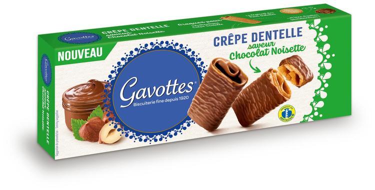 Gavottes Crêpe Dentelle maitosuklaa-hasselpähkinäkeksi 90 g