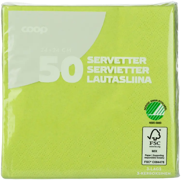 Coop lautasliina lime 24x24cm 50kpl