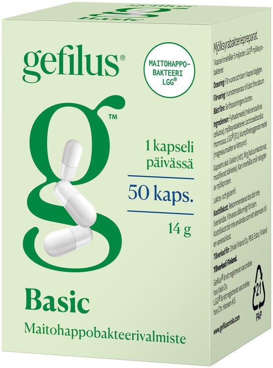 Gefilus Basic kapseli maitohappobakteerivalmiste 50kaps 14g ravintolisä