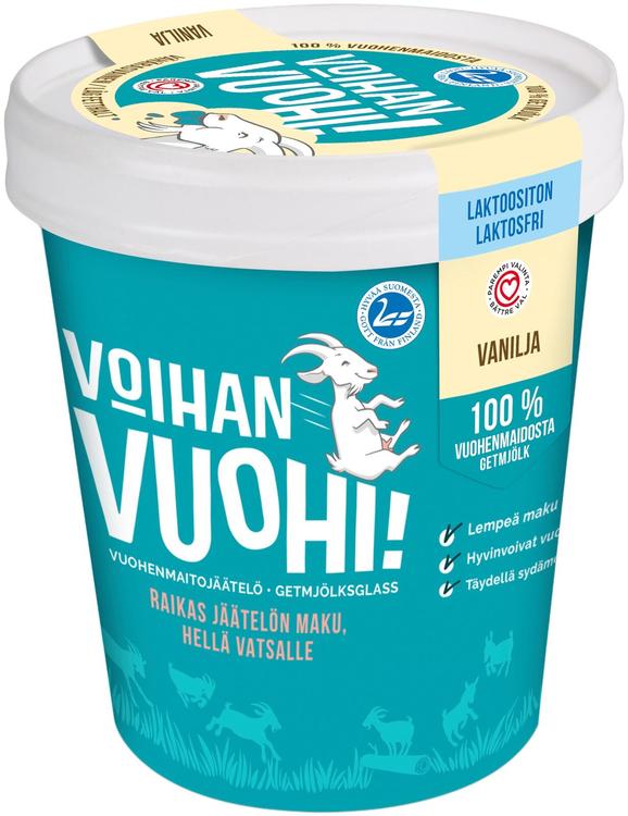 Voihan Vuohi! Vuohenmaitojäätelö, Vanilja 500 ml, laktoositon, gluteeniton