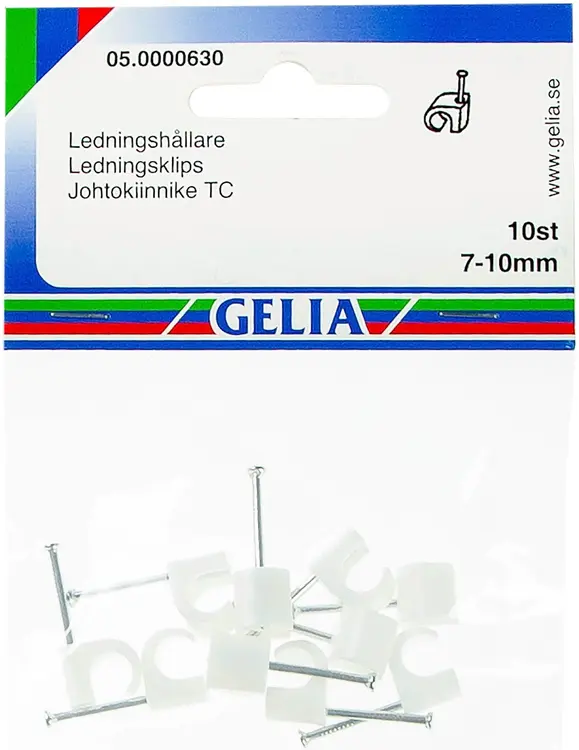 Gelia johtokiinnike 7-10mm 10kpl valkoinen