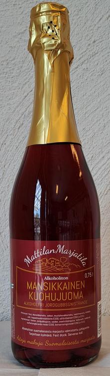 Alkoholiton mansikkainen kuohujuoma 0,75 l Mattilan Marjatila. Aitoja makuja Suomalaisista marjoista.